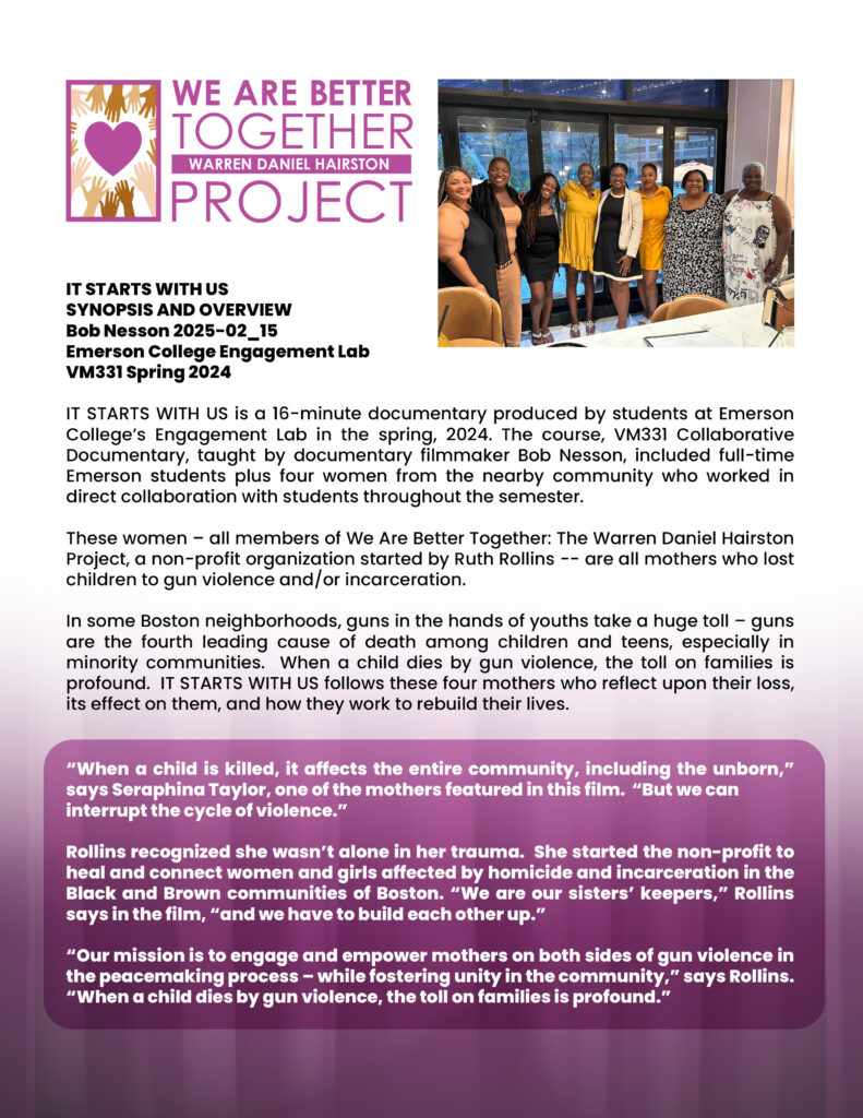 Flyer for WAB2G Documentary with Emerson College (coming