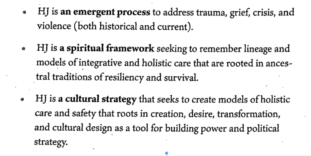 Healing Justice definition continued (part 2)